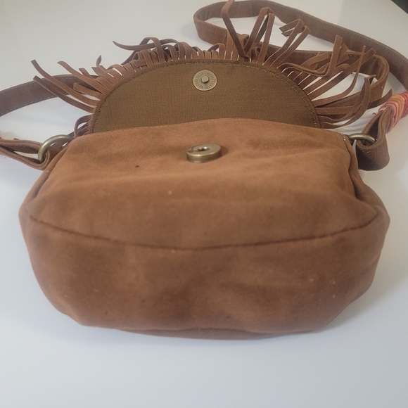 O'NEILL brown Sling Bag/purse with native designs and fringe - Picture 12 of 15